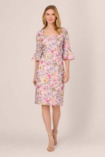 Adrianna Papell Pink Floral Printed Short Dress