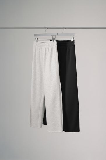 The Set Black Grey 2 Pack Wide Leg Joggers