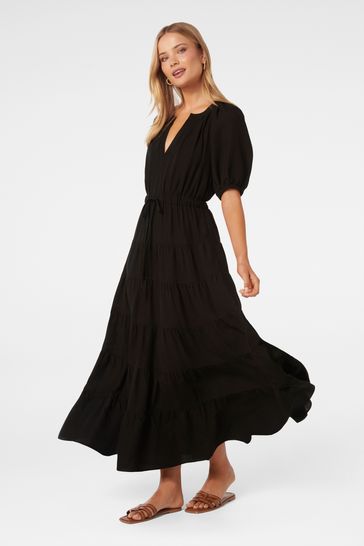 Buy Forever New Black Gabe Midi Dress with a Touch of Linen from Next  Luxembourg