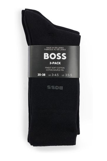 BOSS Black Cotton Blend Socks 3 Pack In A Regular Length