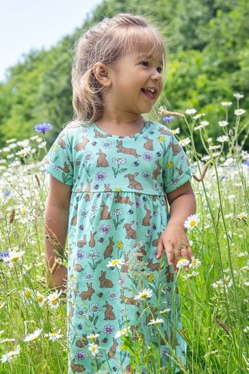 Buy Frugi Green Easter Rabbit Short Sleeve Dress from Next Luxembourg
