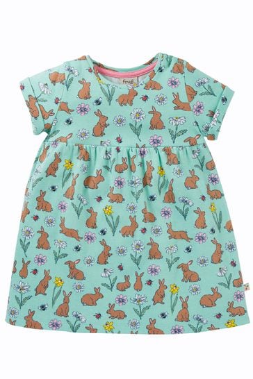 Buy Frugi Green Easter Rabbit Short Sleeve Dress from Next Luxembourg