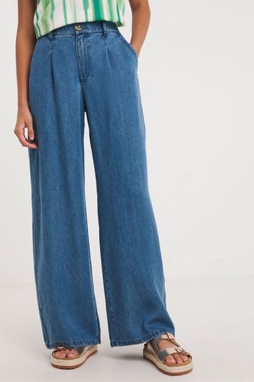 Buy JD Williams Blue Lyocell Soft Wide Leg Jeans from Next Malta