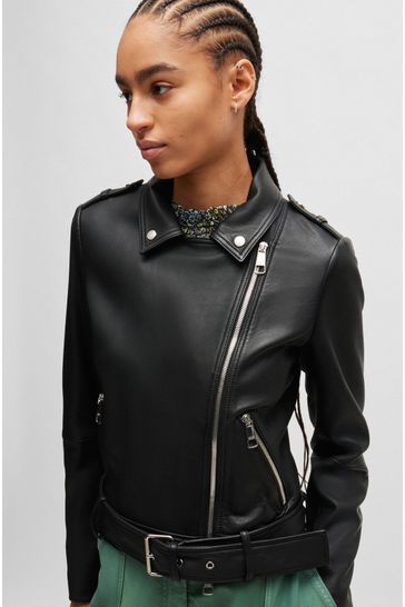Buy BOSS Nappa Leather Buckled Biker Jacket from Next Bahrain