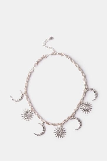 Mint Velvet Silver Tone Charm Necklace