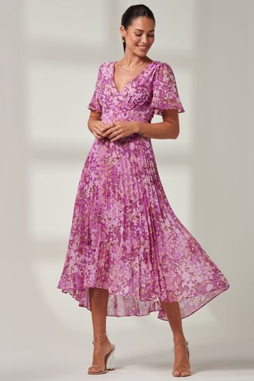 Jolie Moi Purple Vanya Wrap V-Neck Chiffon Maxi Dress