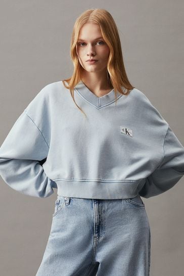 Buy Calvin Klein Blue Label Washed V Neck Jumper from Next Bahrain