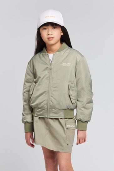 Jack Wills Girls Grey Utility Bomber Jacket