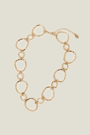 Accessorize Gold Tone Molten Circle Collar Necklace