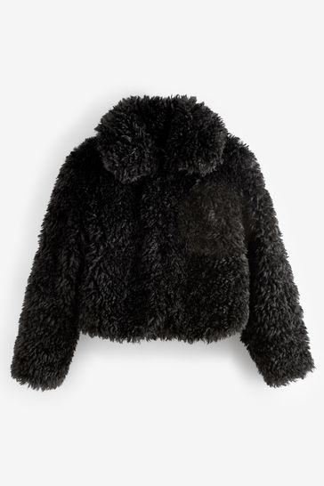 Next black faux fur coat cheap