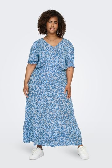 Buy ONLY Curve Floral V Neck Puff Sleeve Maxi Dress from Next Bahrain