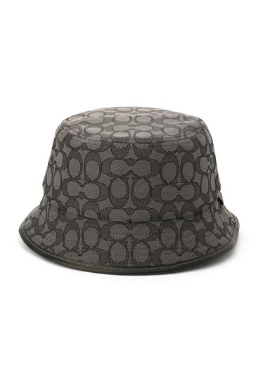 COACH Grey Signature Jacquard Bucket Hat