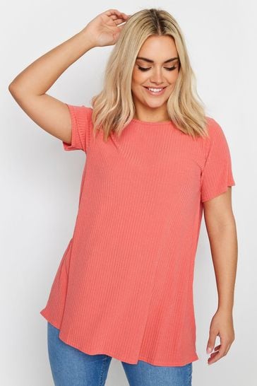 Yours Curve Red Ribbed Swing Top