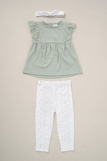 Lily & Jack Green Print Top Leggings And Headband Outfit Set 3 Piece