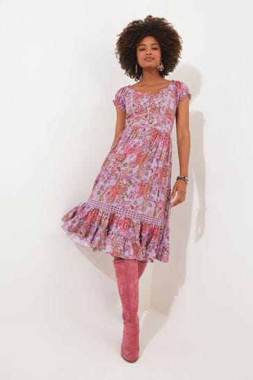 Joe Browns Purple Boutique Paisley Sweetheart Knee Length Dress