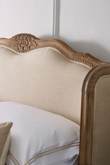 Feather & Black Natural Versailles Upholstered Linen Bed