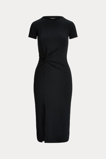 Buy Lauren Ralph Lauren Syproah Jersey Twist Front Midi Black Dress from Next Turkey