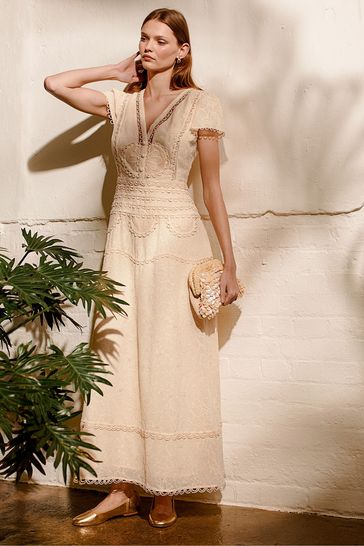 Buy Monsoon Cream Irene Broderie Dress from Next Bahrain