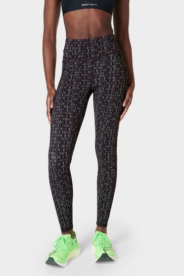 Sweaty Betty Black Circle Block Print Zero Gravity Leggings