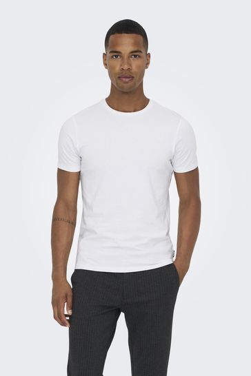Only & Sons White Crew Neck T-Shirts 2 Pack