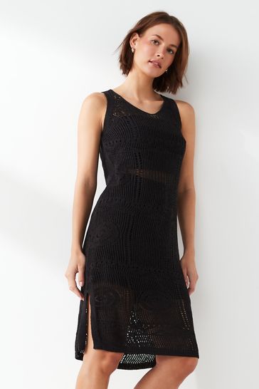 JDY Black Petite Crochet Sleeveless Dress