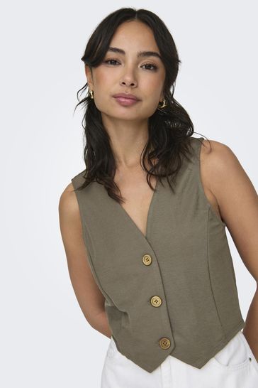 Buy ONLY Khaki Button Jersey Waistcoat from Next Bahrain