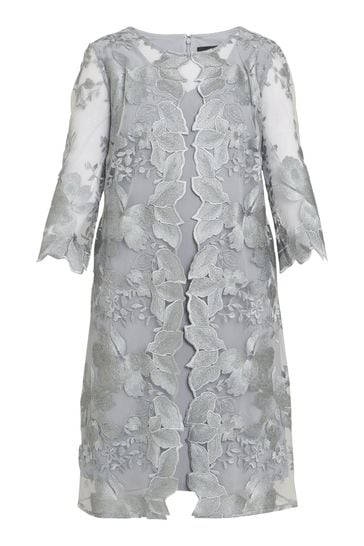 Buy Gina Bacconi Grey Savoy Embroidered Lace Mock Jacket With