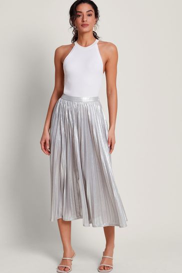 Lipsy silver pleated skirt shop