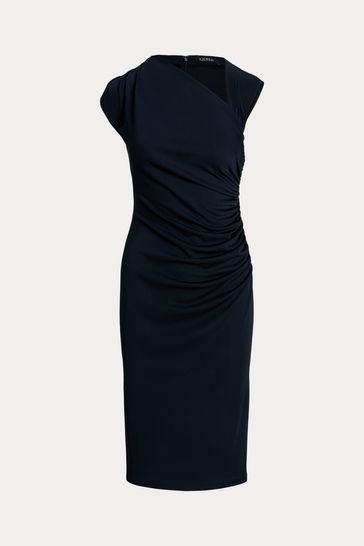 Buy Lauren Ralph Lauren Navy Kehlani Asymmetrical Neckline Midi Dress from Next Turkey
