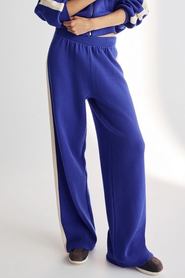 Buy Cobalt Blue Cosy Wide Leg Side Stripe Track Trouser Joggers from Next Kuwait