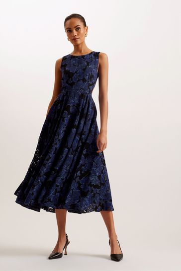 Ted Baker Blue Occhito Cut-Out Midi Dress
