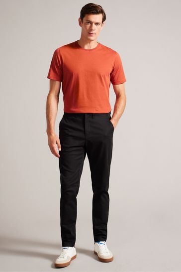 Ted Baker Regular Fit Haybrn Textured Chinos Black Trousers