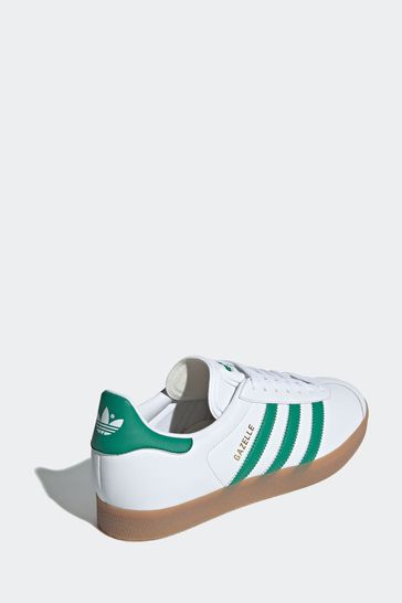 Adidas gazelle leather trainers in white/green/gum shop