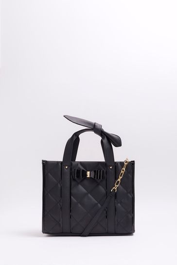 Bow detail leather shopper bag clearance