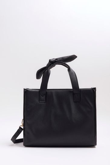 Bow detail small leather shopper bag top