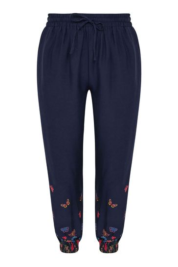 Buy Yours Curve Navy Blue Butterfly Print Border Joggers from Next Bahrain