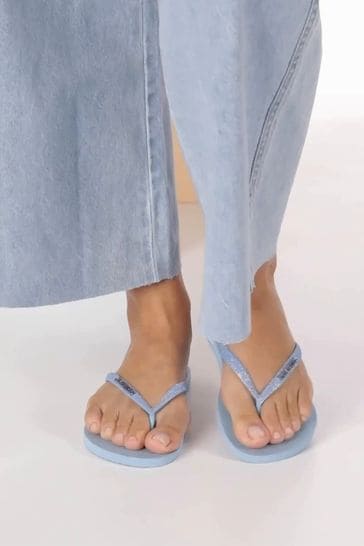 Havaianas Slim Blue Glitter Iridescent Sandals