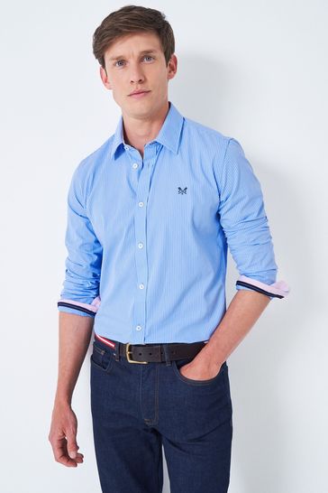 Crew Clothing Company Blue Stripe Cotton Shirt