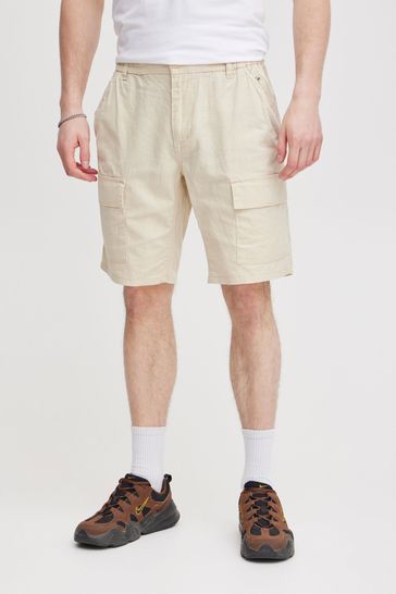 Buy Blend Cream Linen Cargo Shorts from Next Bahrain