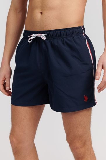 U.S. Polo Assn. Mens Blue Taped Swim Shorts