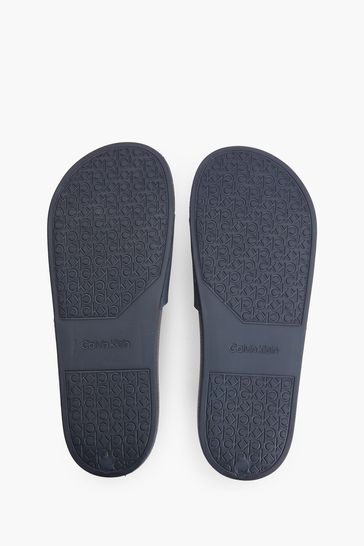 Calvin Klein logo pool slides - Blue