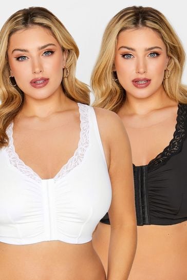 Buy Yours Curve Black Lace Trim Front Fastening Bra 2 Pack from Next Germany