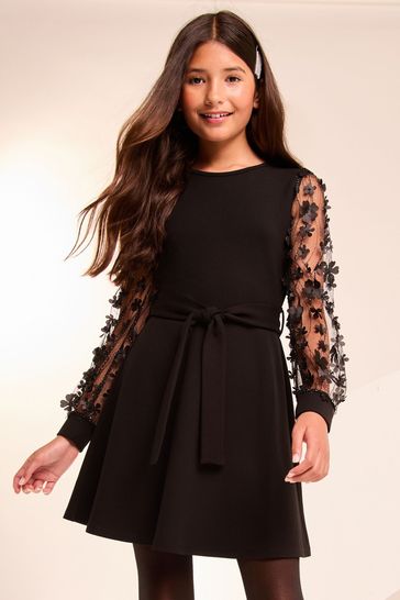 Buy Lipsy Black 3D Flower Tie Waist Dress from Next Bahrain