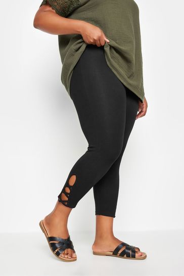 Yours Curve Black Cut Out Cropped Leggings