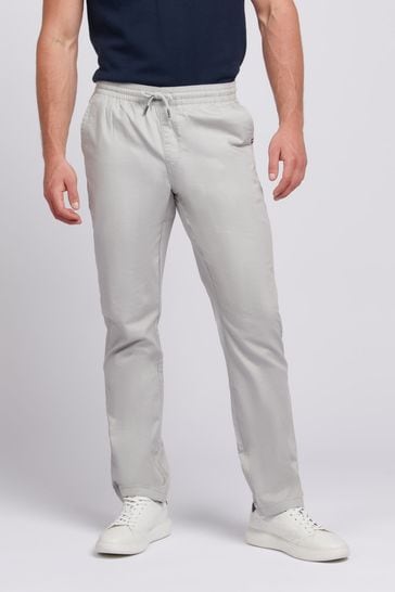 U.S. Polo Assn. Mens Grey Linen Blend Drawstring Trousers