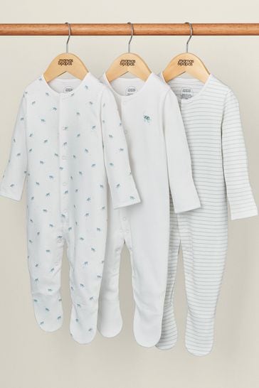 Mamas & Papas Blue Turtle Sleepsuits 3 Pack