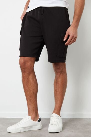 Threadbare Black Cargo Pocket Sweat Shorts