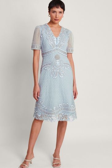 Monsoon Blue Siena Embroidered Dress