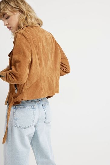 Buy River Island Suede Zip Biker Jacket from Next Turkey