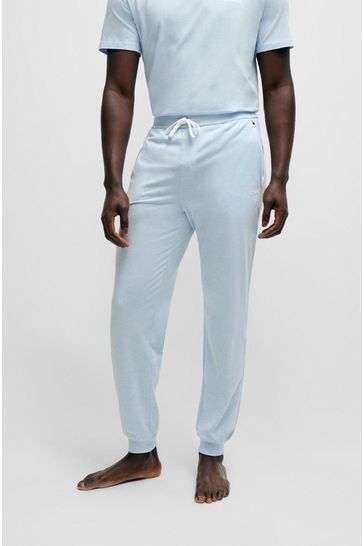 BOSS Light Blue Embroidered Logo Stretch Cotton Joggers